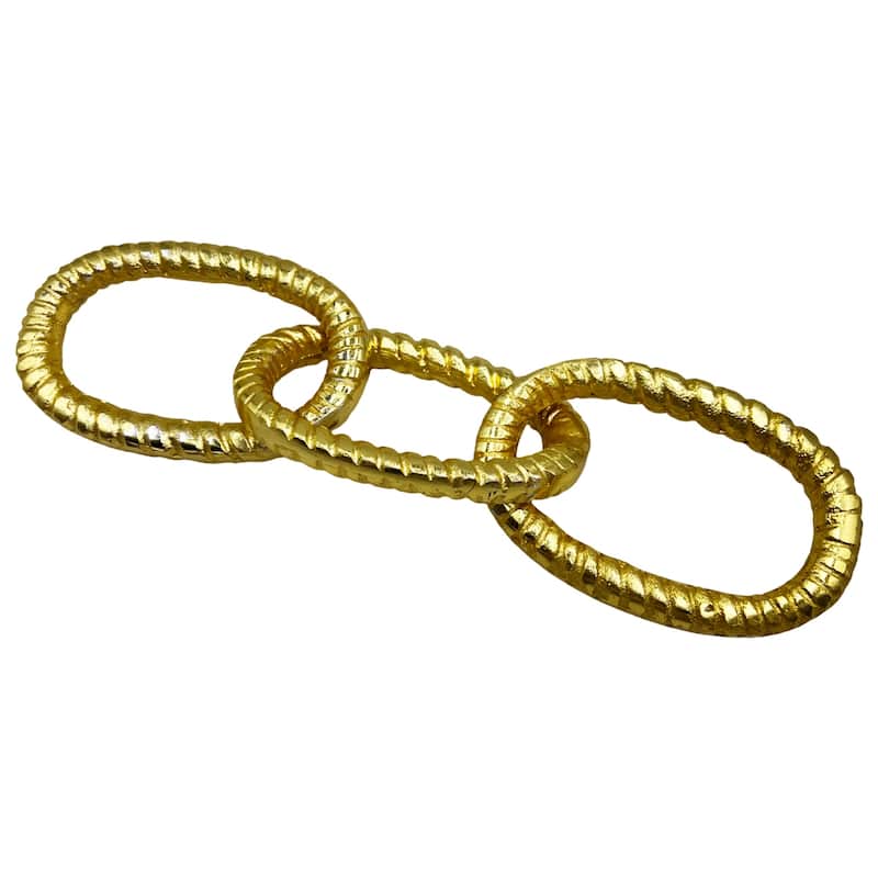 Decorative Handmade Aluminum Modern Chain Sculpture - Size 1(12 x 3 x 2 in.) - Gold