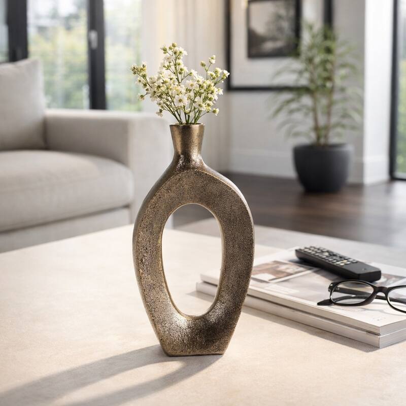 Modern Metal Open Cut Out Bud Vase - Tall Flower Vase