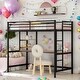 preview thumbnail 1 of 24, Twin Metal Loft Bed with Desk and Shelve, Black, Modern Kids Loft Bed Black