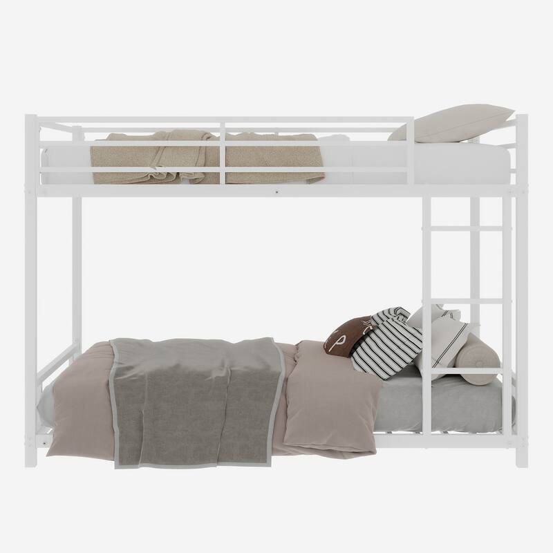 Metal Twin over Twin Bunk Bed/ Heavy-duty Sturdy Metal/ Noise Reduced/ Safety Guardrail/No Box Spring Needed