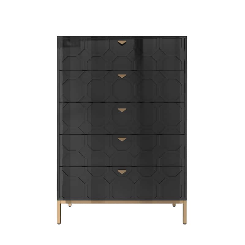 Clihome Wooden 5-Drawer Storage Chest