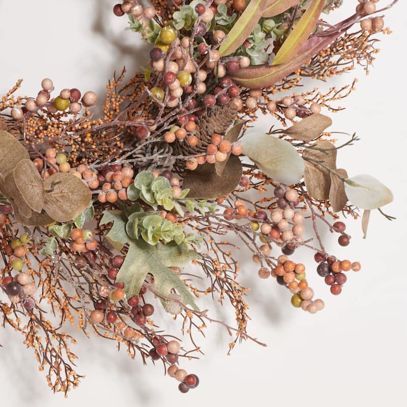 SAFAVIEH Genioara Faux 26 Inch Berry & Acorn Wreath - 26" W x 26" D x 8" H - 26Wx26Dx8H