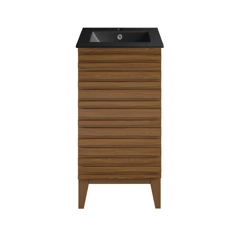 Swiss Madison SM-BV560 Cascade 19" Free Standing Single Basin Vanity - Brown Oak / Matte Black - Natural Finish