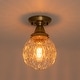 preview thumbnail 9 of 10, Vintage Brass Diamond Cut Glass Flush Mount Ceiling Light