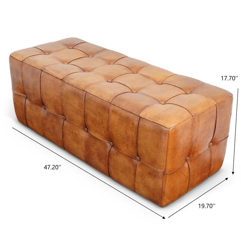 Seletar Tan Leather Ottoman Comfortable choice, multiple functions, classic design, and cozy corners