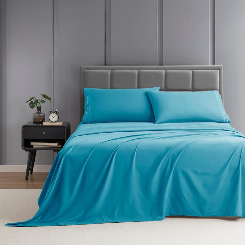 Clara Clark Premium 1800 Series Ultra-soft Deep Pocket Bed Sheet Set - Queen - Beach Blue