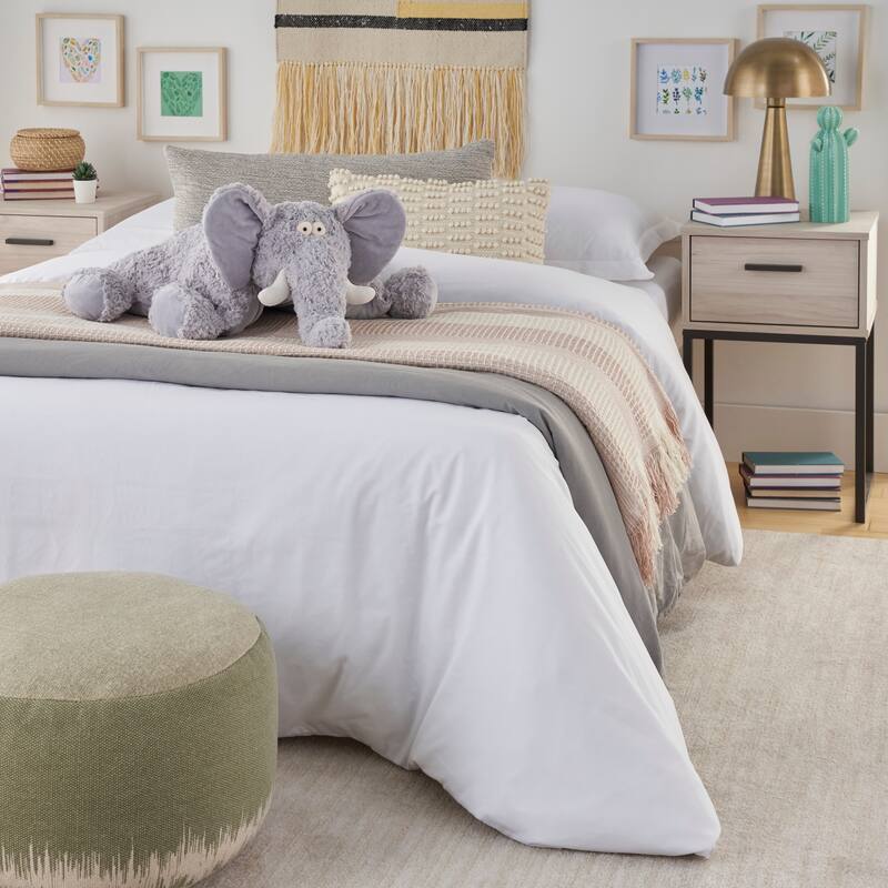 Mina Victory Plush Lines Animals Grey Throw Pillow - Accent - 18" x 22" - Grey