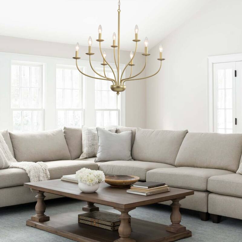9-Light Candlestick Hanging Linear Chandelier Lighting 2-Tier Ceiling Light Fixture for Kitchen Island