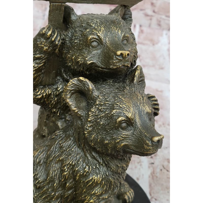 Adorable Bear Cub Welcome Statue – Bronze Finish Home Decor