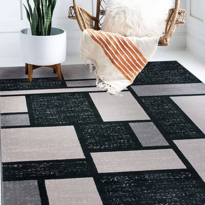 World Rug Gallery Contemporary Modern Boxes Design Area Rug