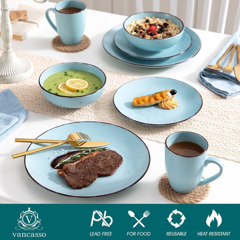 vancasso Moda 16-Piece Matte Speckled Dinnerware Set, Service for 4