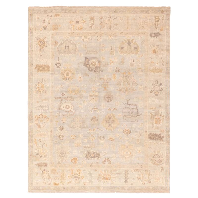 ECARPETGALLERY Hand-knotted Kavya Oushak Light Grey Wool Rug - 7'11 x 9'11
