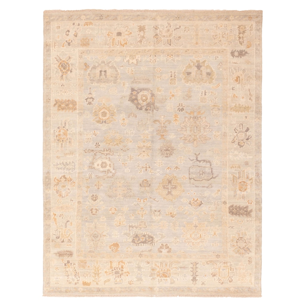 ECARPETGALLERY Hand-knotted Kavya Oushak Light Grey Wool Rug - 7'11 x 9'11
