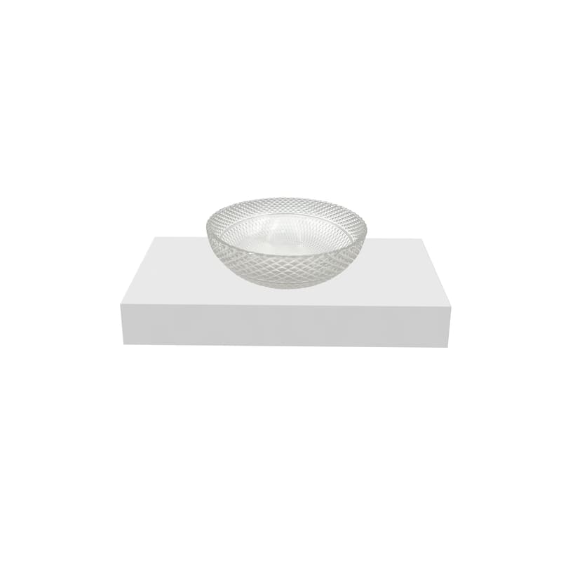 Jewel 16" Round Decorative Crystal Vessel Sinks With White Base