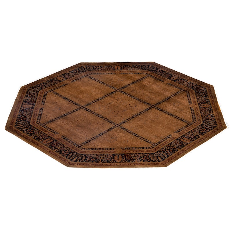 Overdyed One-of-a-Kind Hand-Knotted Octagon Area Rug - Brown - 7' 1" x 7' 1"