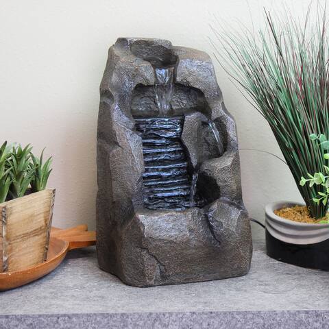 Stony Rock Waterfall Indoor Tabletop Fountain - 11-Inch Water Feature