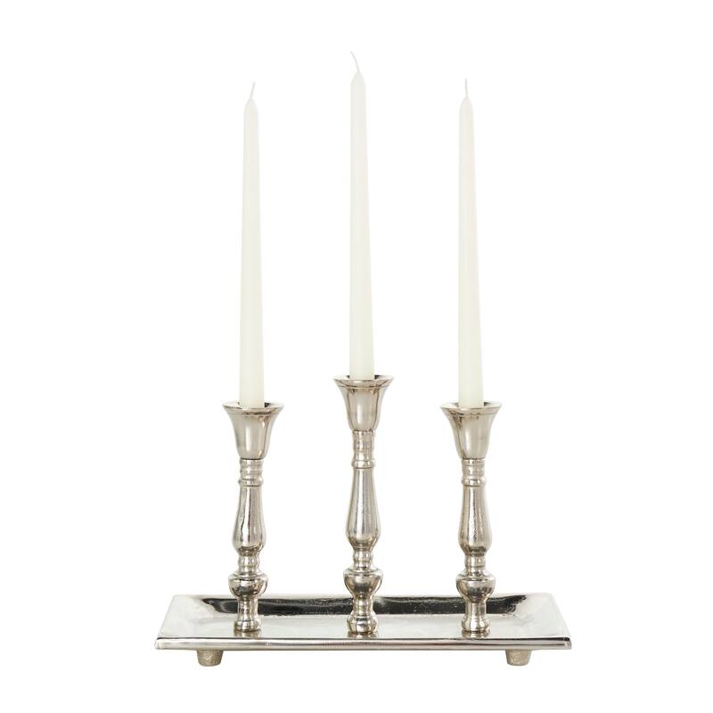 Silver Aluminum Candle Candelabra with Candle Plate