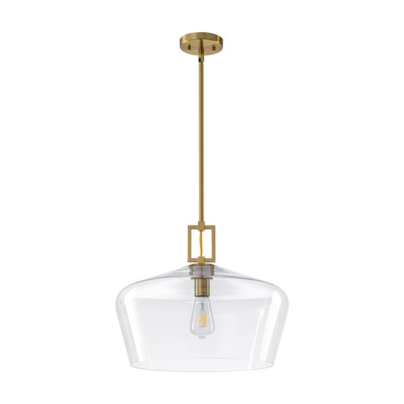 Starskys 1-Light 18in.W Modern Clear Glass Dome Pendant Light