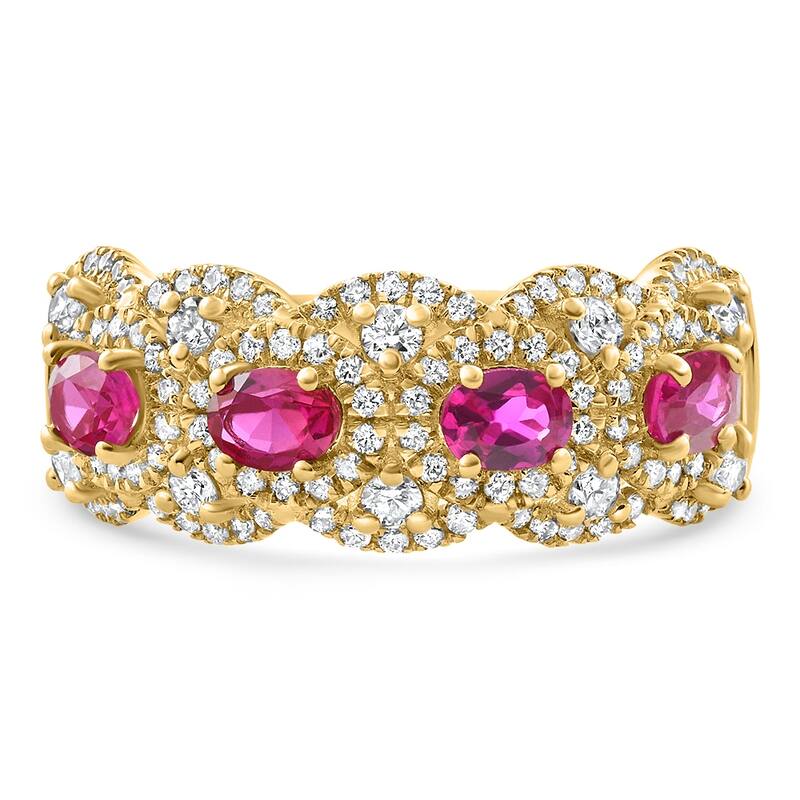 Bliss Diamond 1.43Ct Ruby & Diamond Ring Yellow Gold Lab Grown