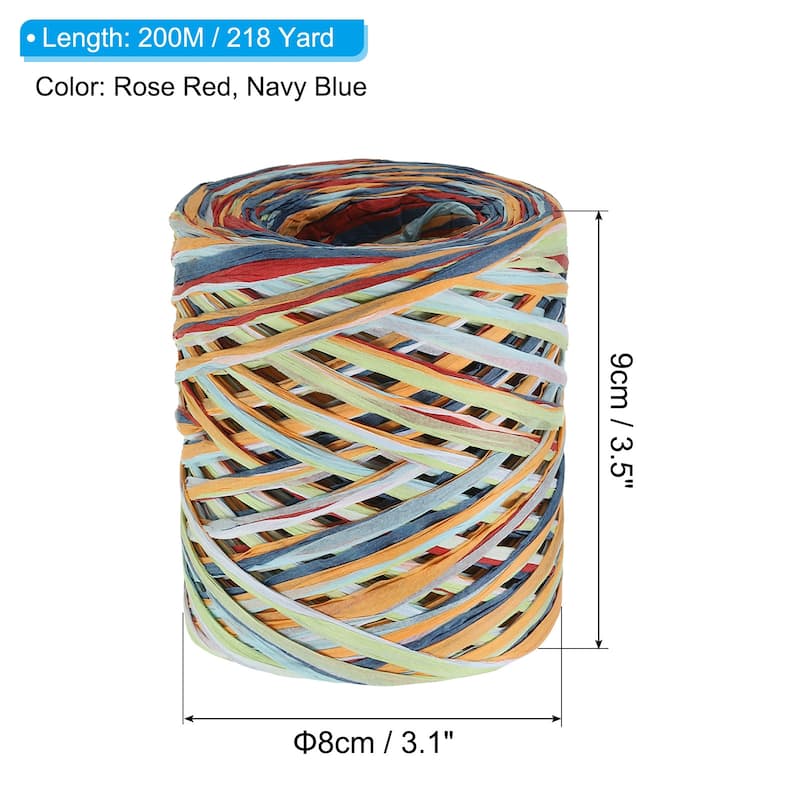 2Roll 219Yard Raffia Ribbon Raffia Paper Craft Ribbon - 219 Yards - Orange/Red, Red/Blue