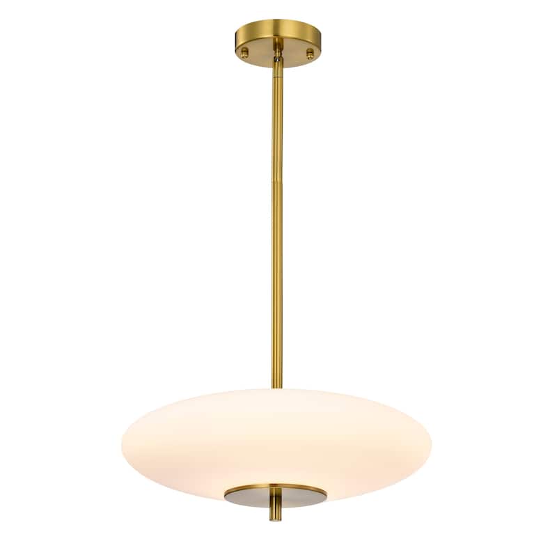 Caio Brass Pendant Light with Oval Disk Frosted Glass Shade