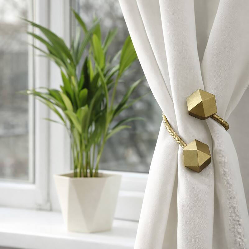 Set of 2 Wooden Cubic Tiebacks Twist Geometrik Big Size - 13"L x 1.4"W x 1.4"D