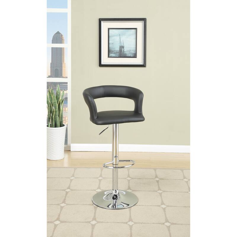 Counter Height Bar Stool Set of 2, Adjustable Swivel Bar Stool with Hollow Back, Kitchen Island Stools with Armrests - Black