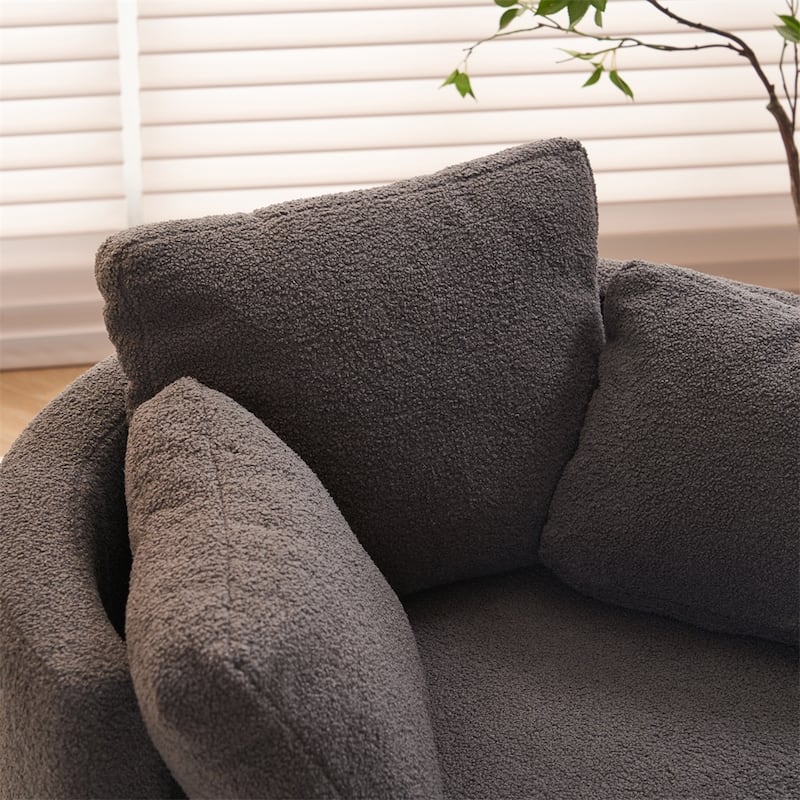 Teddy Fabric Swivel And Storage Chair With Back Cushion