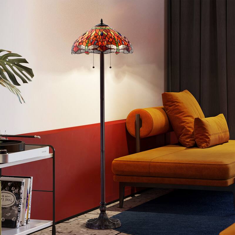 Copper Grove Simeonov Tiffany-style Dragonfly Floor Lamp - Multi-Color