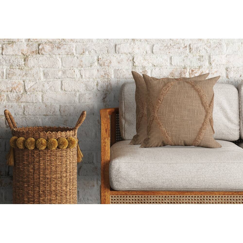 Heartham Set of 2 Contemporary Diamond Cotton Throw Pillow Covers, 20" x 20", 2 PCS (Covers Only) by Sevita