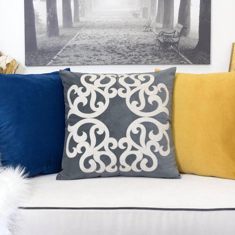 Vintage Vine Pattern Throw Pillow with Velvet Cover 20x20 Inches