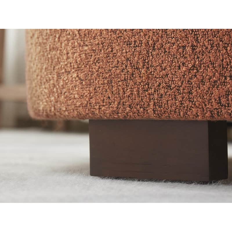 Huimo Modern round wooden tray Ottoman with Storage