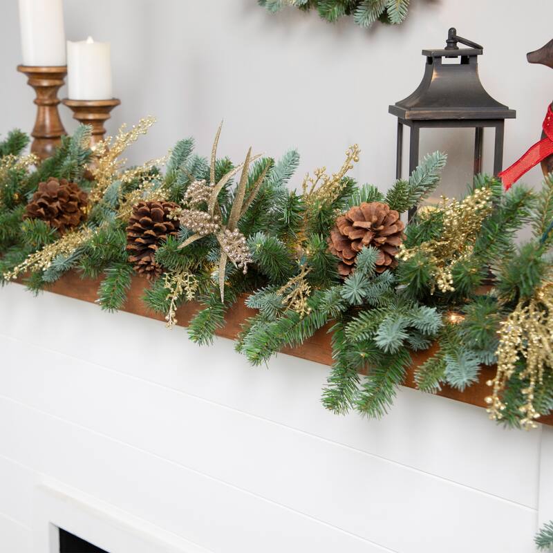 Pre-Lit Blue Spruce Artificial Christmas Garland - 9' x 14" - Clear