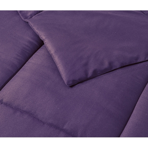slide 2 of 22, Double-stitched Microfiber Hypoallergenic Down Alternative Comforter Full - Queen - Purple