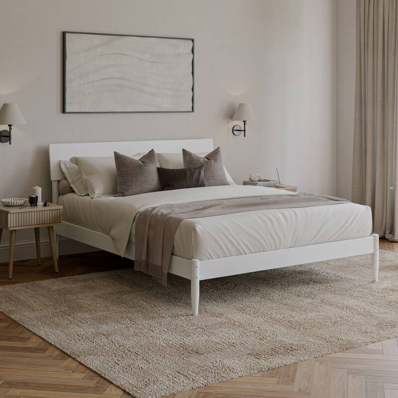 Bradford Platform Bed with Adjustable Headboard - Queen - White