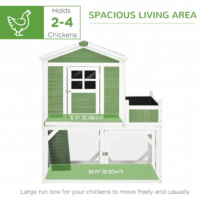 PawHut 49" Small Chicken Coop Hen House with Garden Space, Chicken House Outdoor Run Cage with Weather Protection