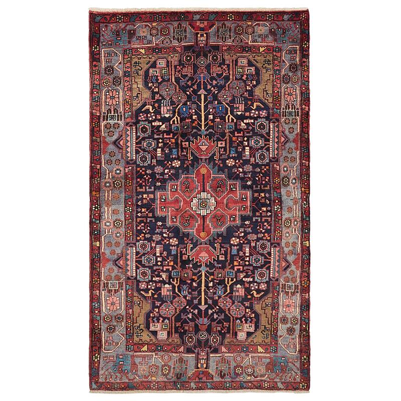 ECARPETGALLERY Hand-knotted Anatolian Vintage Dark Navy Wool Rug - 4'10 x 8'4