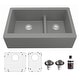 preview thumbnail 1 of 60, Karran Farmhouse/Apron-Front Quartz Double Bowl Kitchen Sink Kit Grey