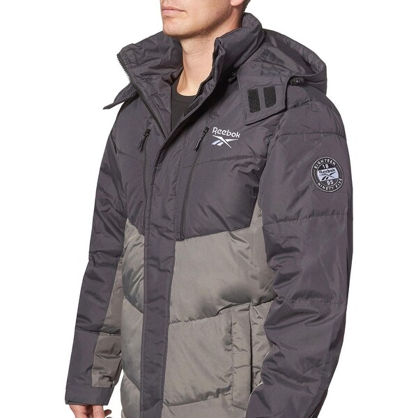 reebok men's heavy weight hooded bubble jacket