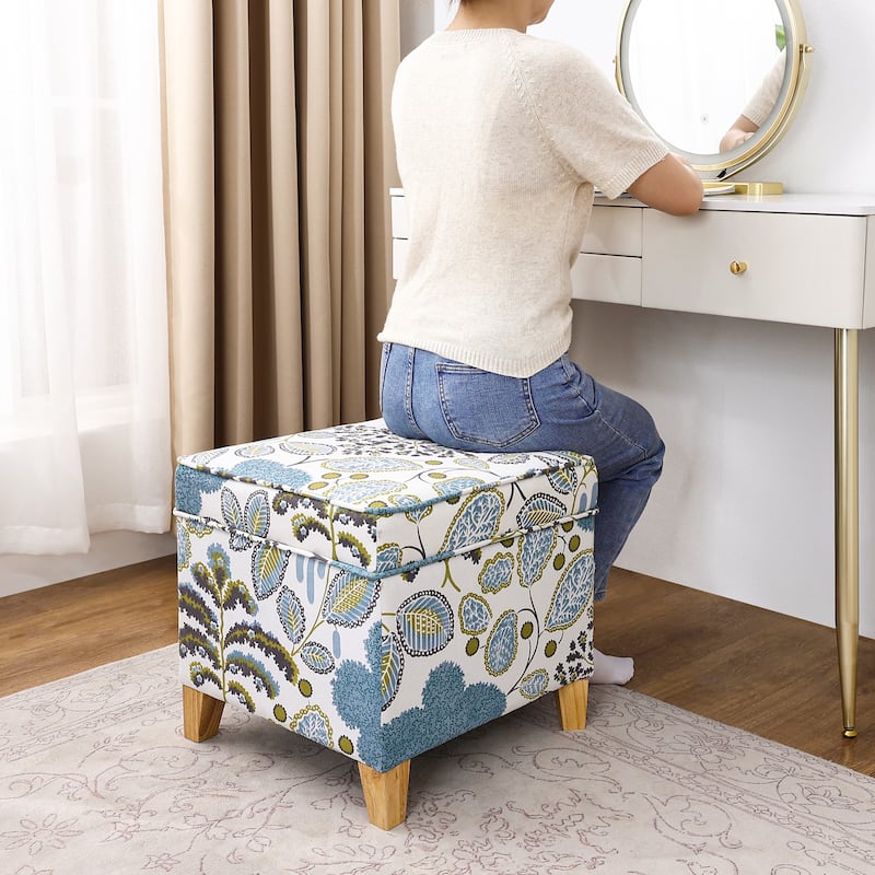 Adeco Square Storage Ottoman 17 inch Footstool