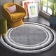 preview thumbnail 75 of 96, SAFAVIEH Border & Stripe Shag Eirny Modern 1.4-inch Thick Rug 6'7" Round - Grey/Black - Round