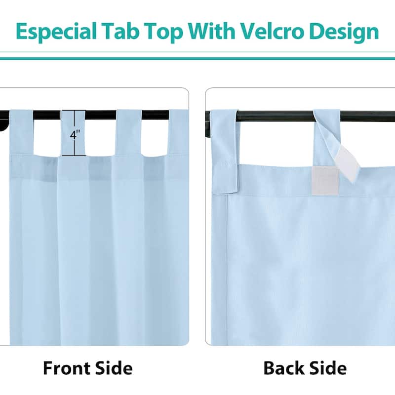 Pro Space Blackout Tab Top Curtain Waterproof Indoor/Outdoor Solid Thermal Window Drapes (1 Panel)