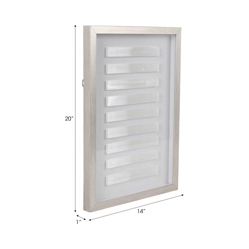 Selenite Stone Decorative Wall Art Shadowbox Casual Design - 20" White