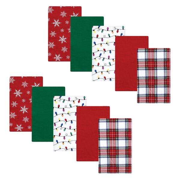slide 1 of 1, Hudson Baby Unisex Baby Cotton Flannel Burp Cloths, White Tartan, One Size - White Tartan - One Size One Size - White Tartan