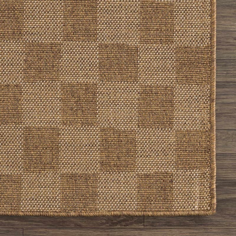 Hauteloom Kuval Living Room, Bedroom Patio Outdoor Area Rug - Farmhouse - Camel - 2' x 2'11"