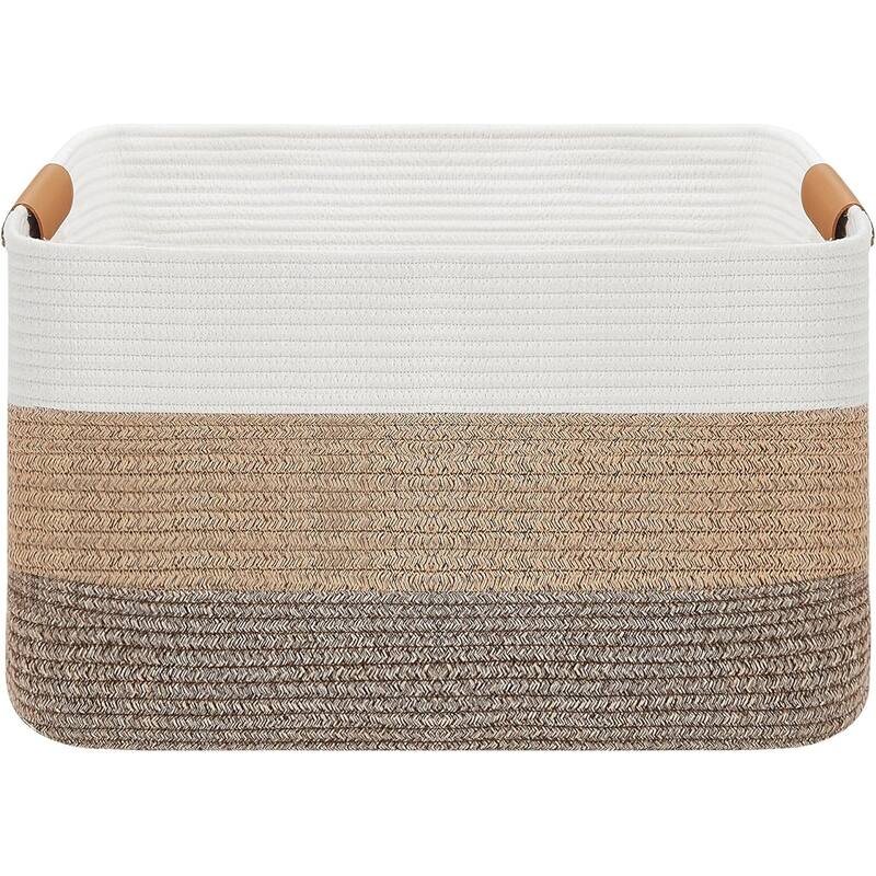 VECELO Large Round/Rectangle Blanket Storage Baskets,Toy Storage Organizing with Handle
