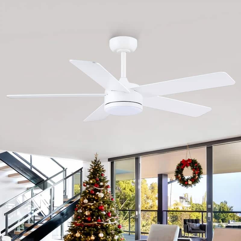46 Inches Downrod Ceiling Fan with Light and Remote,Quiet DC Motor,Reversible Blades - 46 Inches