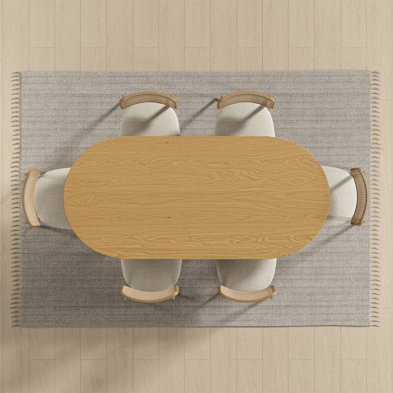 Solid Wood Dining Table with Arched Legs Oval Kitchen Table for Dining Room