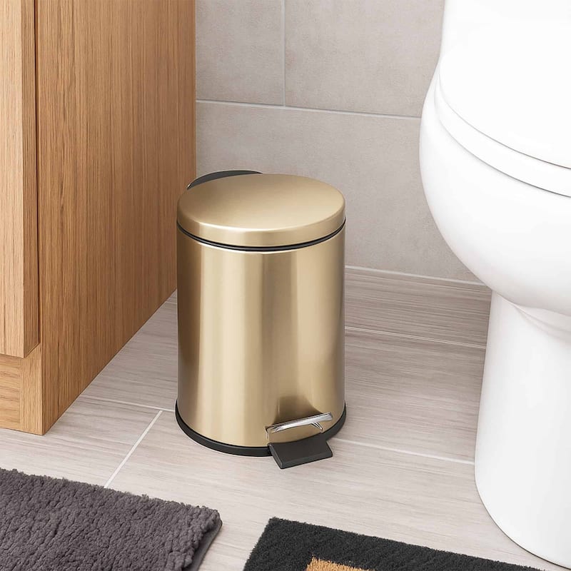 Brushed Gold Trash Can Soft Close Lid 3 Liters (0.8 Gallon) - 0.8 Gal. - 0.8 Gal. - Gold