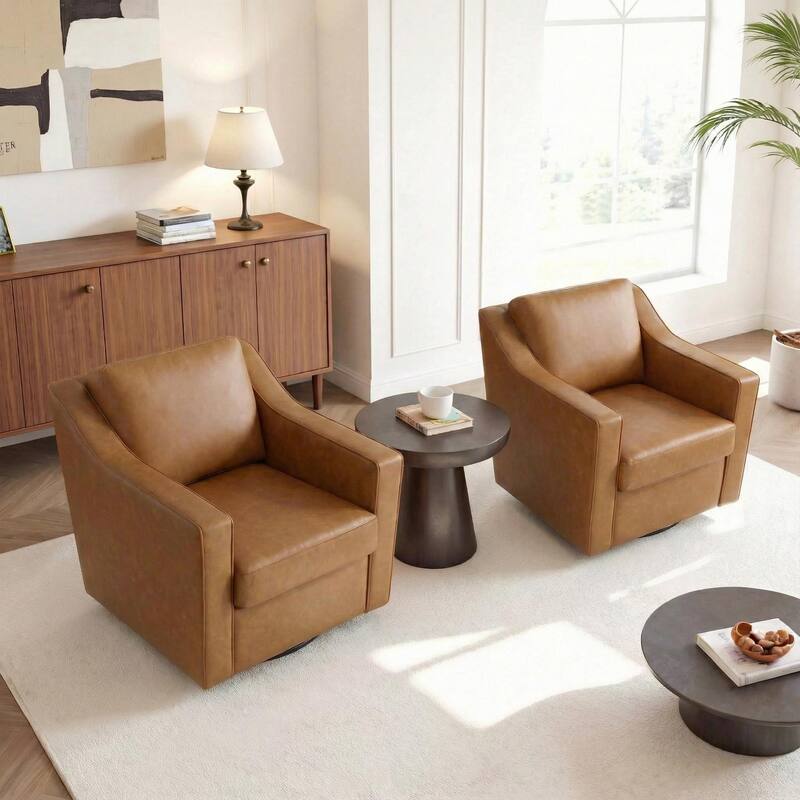 Modern Swivel Upholstered Armchair Accent chair Set of 2